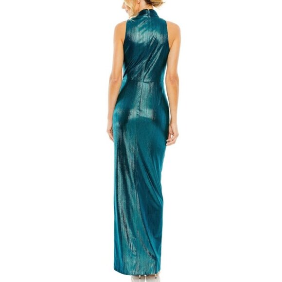 Mac Duggal 27085 Cut Out High Neck Sleeveless Ruched Maxi Formal Dress Sz 10 NWT - Picture 3 of 8
